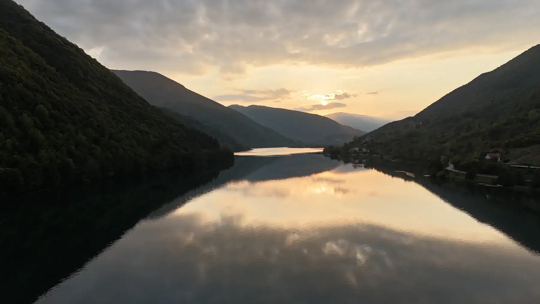 Sunset over the Pliva lakes