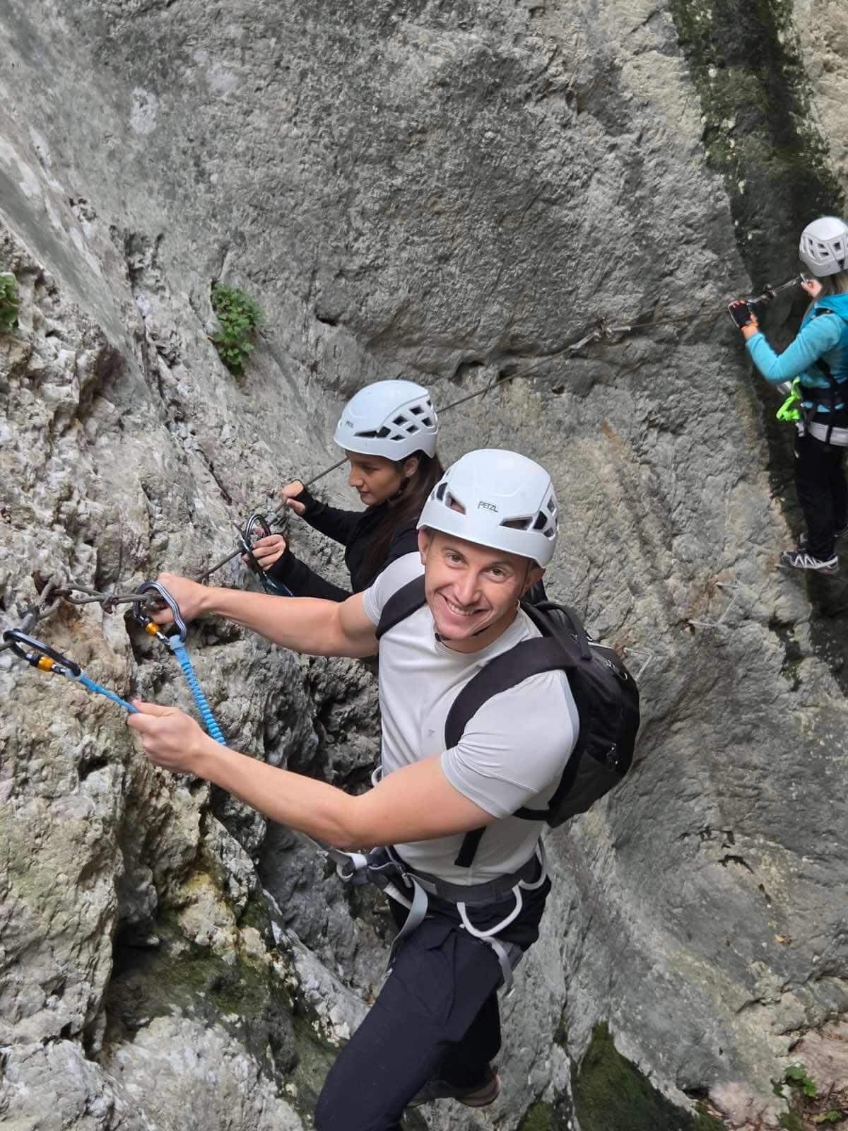 Adnan on the Ilirski put via ferrata