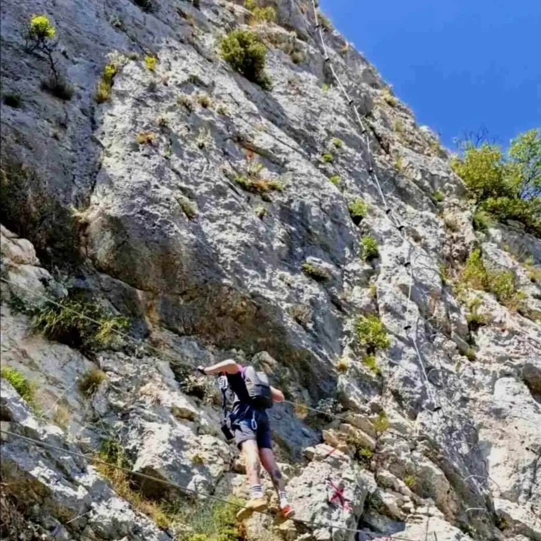 Via Ferrata Hum route detail 4 in Hum Hill, Mostar, Bosnia and Herzegovina, showing via ferrata terrain in Bosnia and Herzegovina.